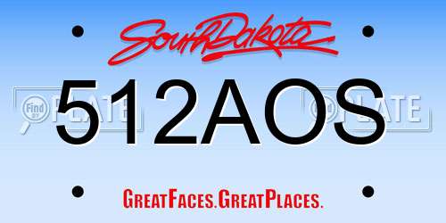 512AOS South Dakota License Plate