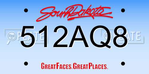 512AQ8 South Dakota License Plate