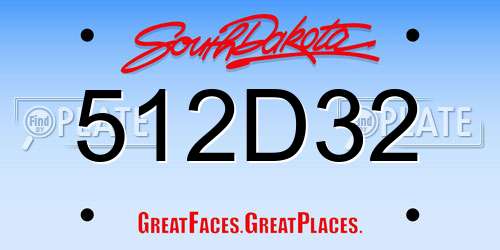512D32 South Dakota License Plate
