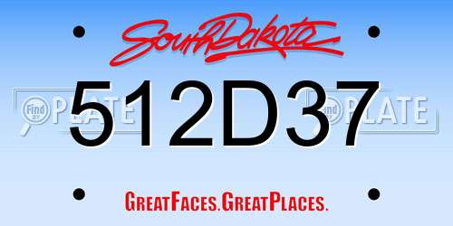 512D37 South Dakota License Plate