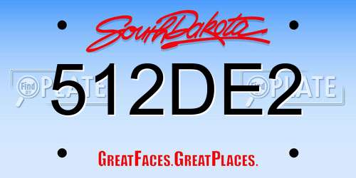 512DE2 South Dakota License Plate