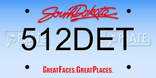 512DET South Dakota License Plate
