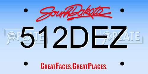 512DEZ South Dakota License Plate