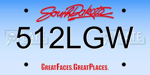 512LGW South Dakota License Plate