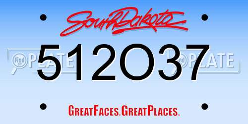 512O37 South Dakota License Plate