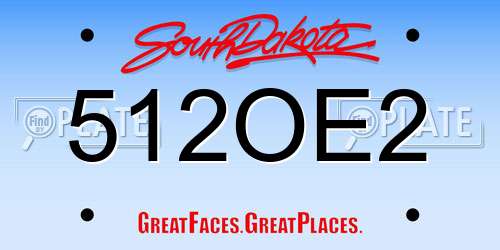 512OE2 South Dakota License Plate