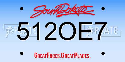 512OE7 South Dakota License Plate