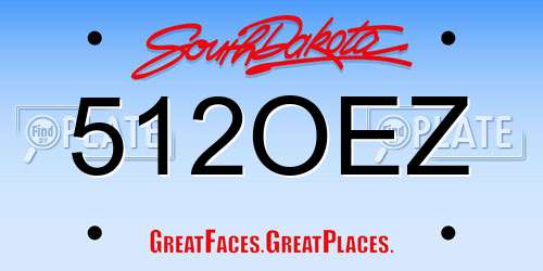 512OEZ South Dakota License Plate