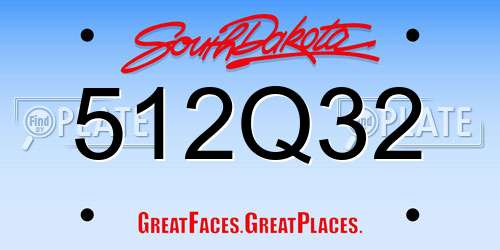 512Q32 South Dakota License Plate