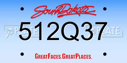 512Q37 South Dakota License Plate