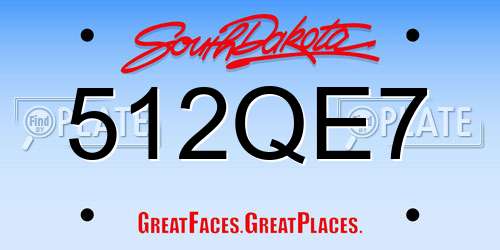 512QE7 South Dakota License Plate
