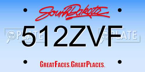 512ZVF South Dakota License Plate