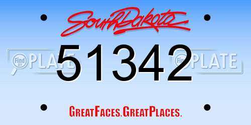 51342 South Dakota License Plate