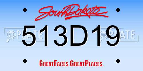 513D19 South Dakota License Plate