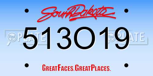 513O19 South Dakota License Plate