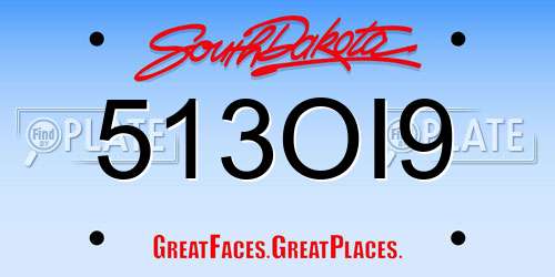 513OI9 South Dakota License Plate