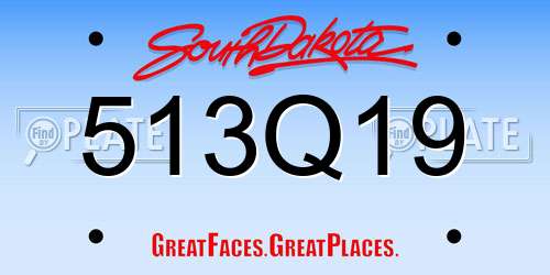 513Q19 South Dakota License Plate