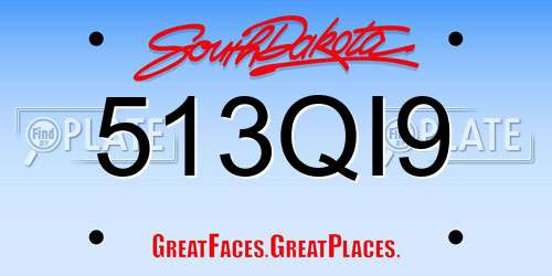 513QI9 South Dakota License Plate