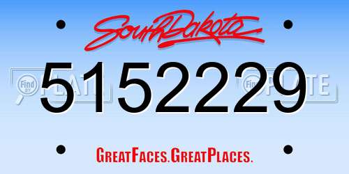 5152229 South Dakota License Plate
