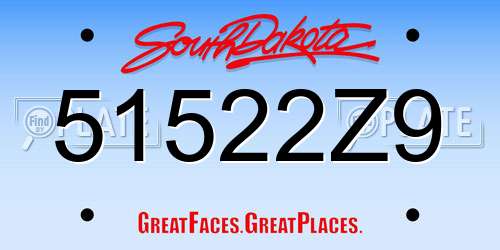 51522Z9 South Dakota License Plate