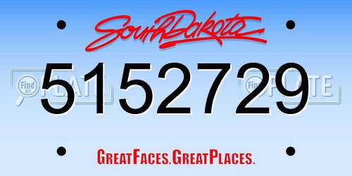 5152729 South Dakota License Plate