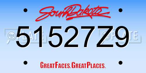 51527Z9 South Dakota License Plate