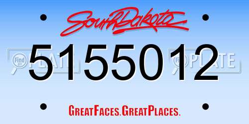 5155012 South Dakota License Plate