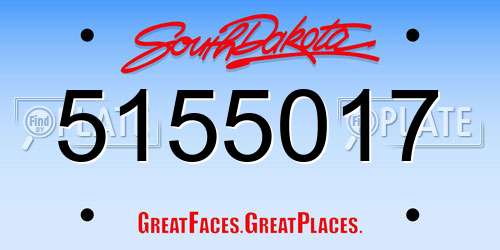 5155017 South Dakota License Plate