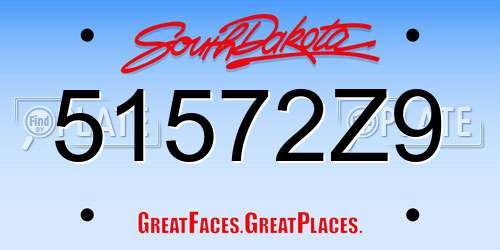 51572Z9 South Dakota License Plate