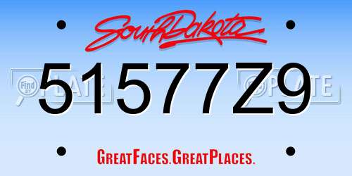 51577Z9 South Dakota License Plate