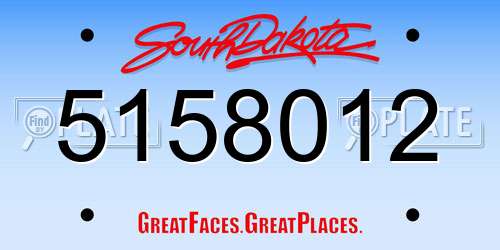 5158012 South Dakota License Plate