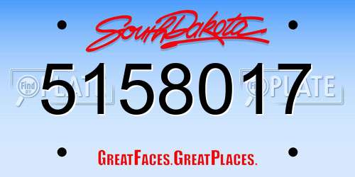 5158017 South Dakota License Plate