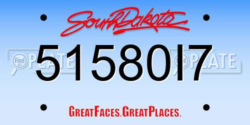 51580I7 South Dakota License Plate