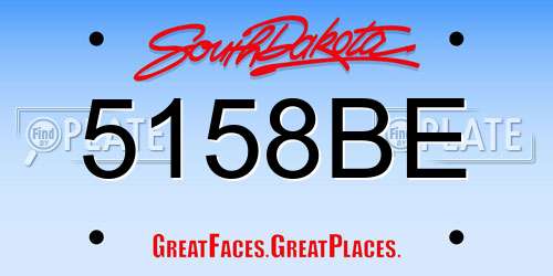 5158BE South Dakota License Plate