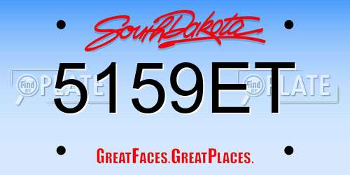 5159ET South Dakota License Plate