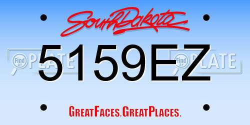 5159EZ South Dakota License Plate