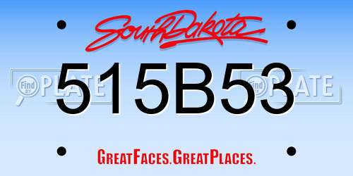 515B53 South Dakota License Plate