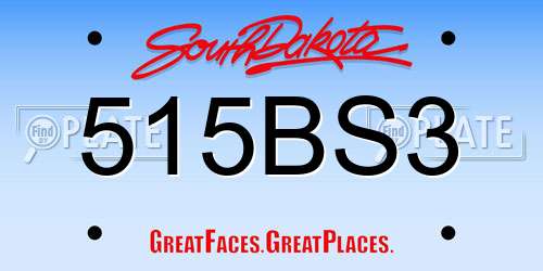 515BS3 South Dakota License Plate