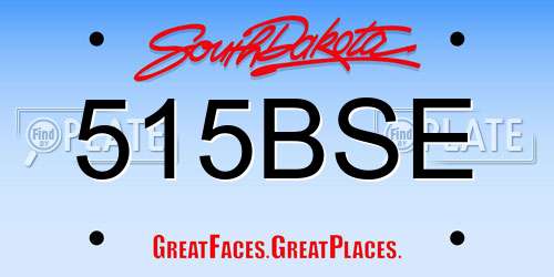 515BSE South Dakota License Plate
