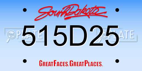 515D25 South Dakota License Plate