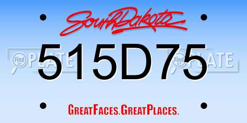 515D75 South Dakota License Plate