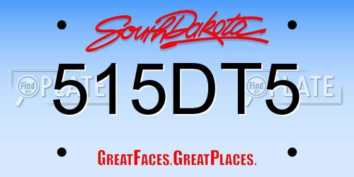 515DT5 South Dakota License Plate