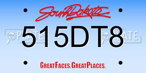 515DT8 South Dakota License Plate