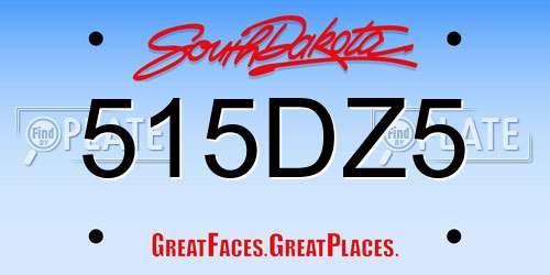 515DZ5 South Dakota License Plate