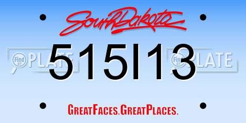 515I13 South Dakota License Plate