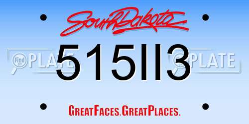 515II3 South Dakota License Plate