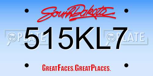 515KL7 South Dakota License Plate