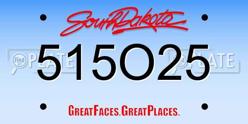 515O25 South Dakota License Plate