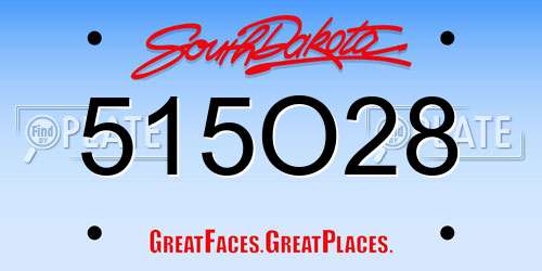 515O28 South Dakota License Plate