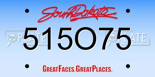 515O75 South Dakota License Plate